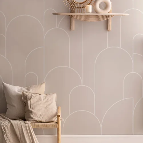 Pink Art Deco Arch Outlines Wallpaper Mural