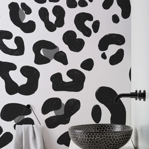 Svartvitt Leopard Print Wallpaper Mural