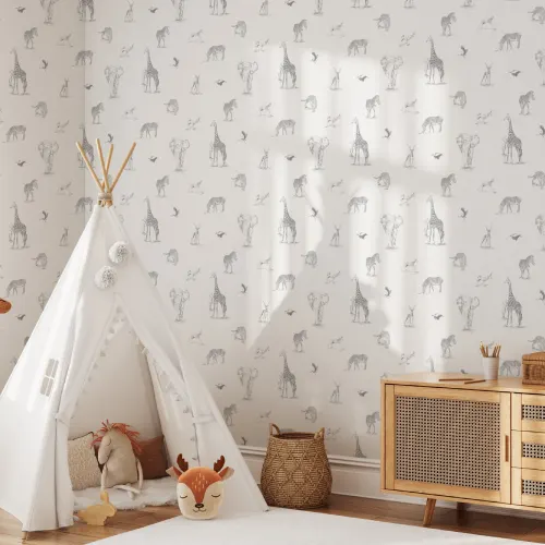 Illustrated Safari Animals Wallpaper