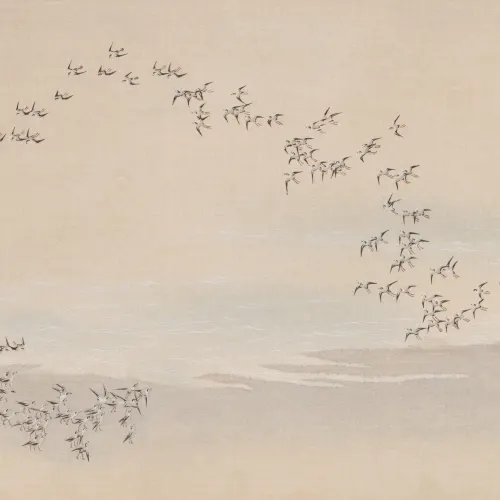 Fototapeta inspirowana sztuką Flocking Beige Bird Serenity