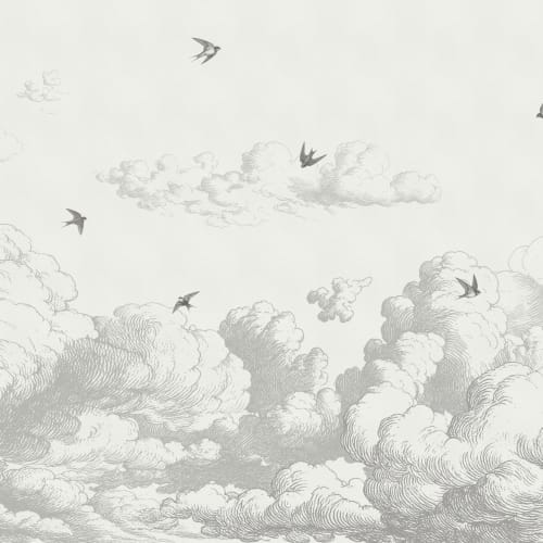 Black Nature Vintage Bird Cloud Mural