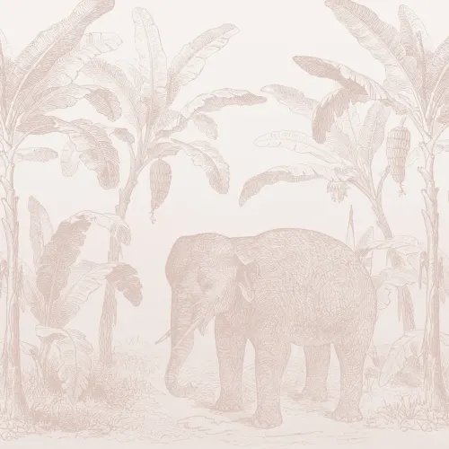 Pink Vintage Explorer Elephant Wallpaper Mural