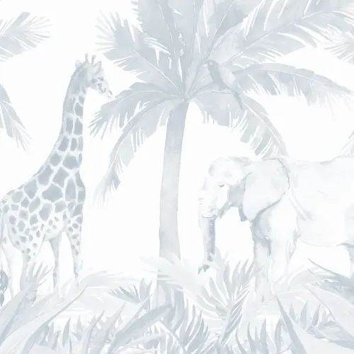 Blue Watercolor Jungle Nursery Wallpaper Mural