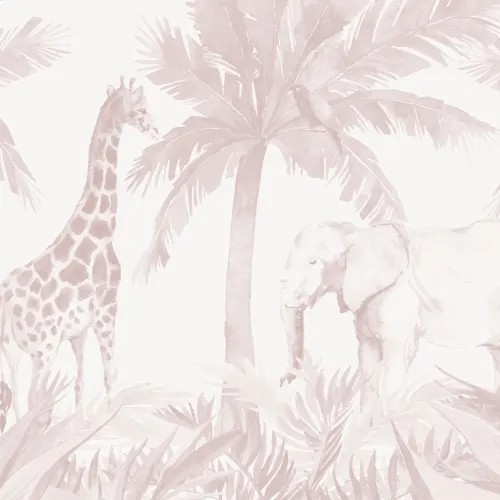 Pink Watercolor Jungle Nursery Wallpaper Mural