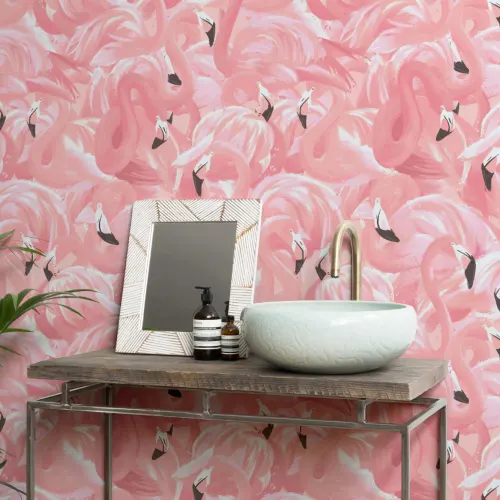 Roz Flamingo Bird model tapet Mural