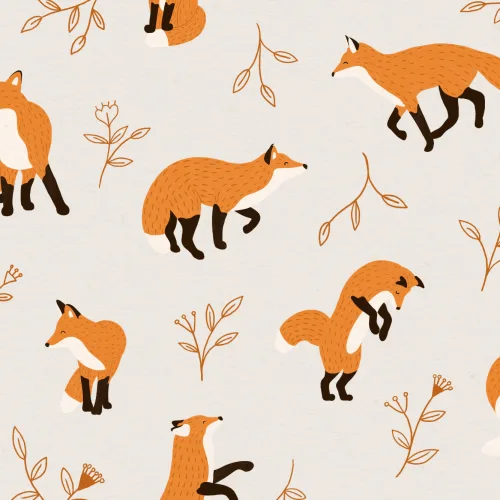 Orange Fox Pattern Wallpaper Mural