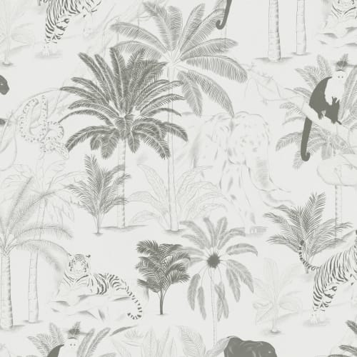 Sophisticated Minimal Jungle Animals Pattern Wallpaper Mural