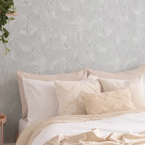 Gray Zebra Animal Modern Repeat Pattern Wallpaper