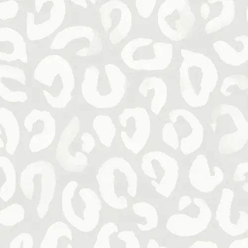 Carta da Parati Bianca e Grigia con Motivo Animalier Stile Leopardato