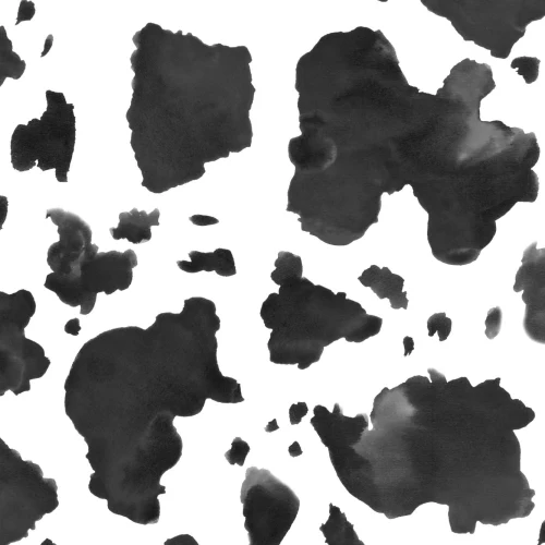 Painted Black and White Cow Print Repeat Pattern Wallpaper