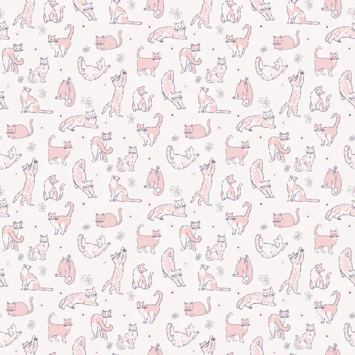 Pink Playful Cats Kids' Animal Theme Mural