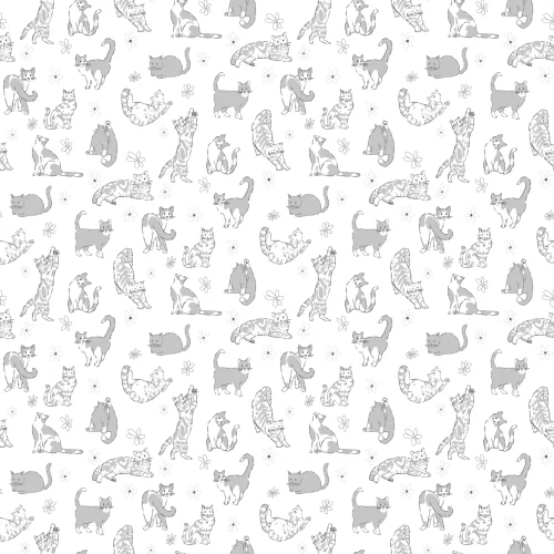 Grijs kattenpatroon kindermuurschildering voor speelse ruimtes