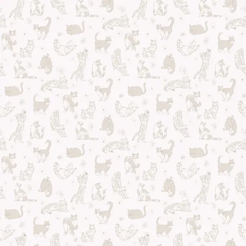 Cremefarbenes Katzenmuster Kinder Beige Fototapete