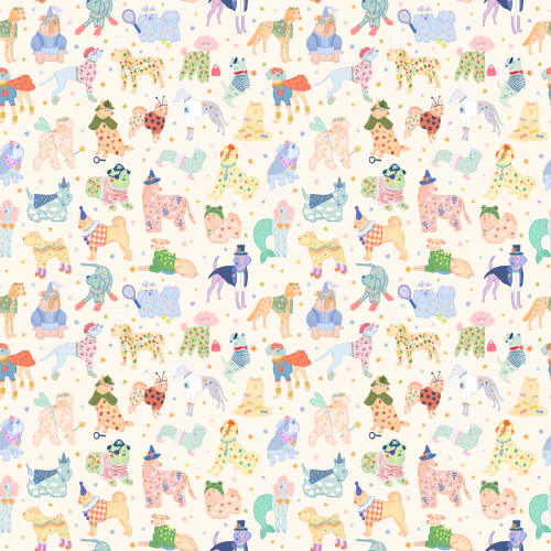Colorful Dogs in Costumes Mural