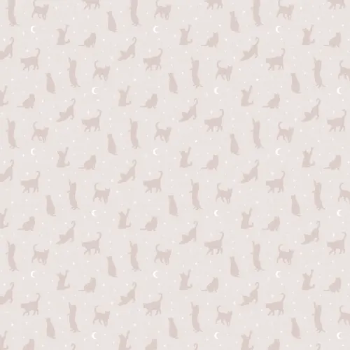 Mural de papel pintado Gato rosa Luna y estrellas
