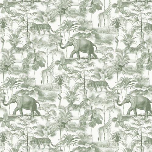 Green Tropical Tonal Jungle Animal Wallpaper