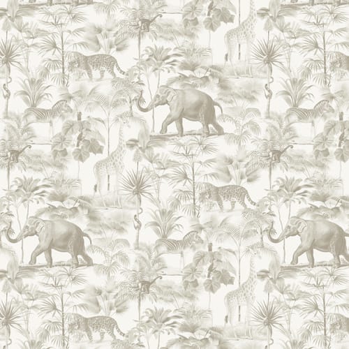 Beige tropisk tonal djungel djur tapet