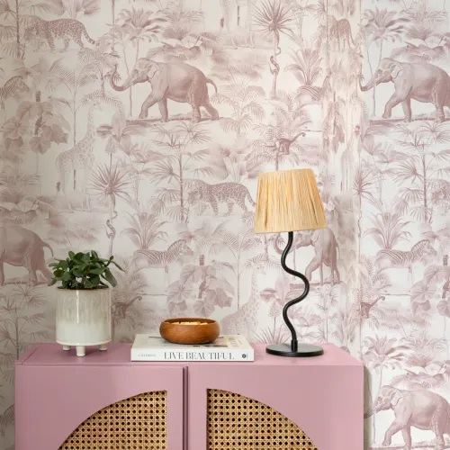 Pink Tropical Tonal Jungle Animal Wallpaper