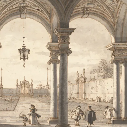 View Through a Baroque Colonnade by Canaletto Wallpaper Mural