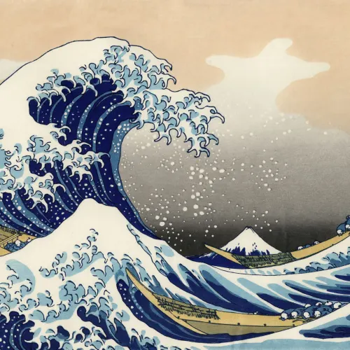 Suuri aalto pois Kanagawa Hokusai kuvatapetti