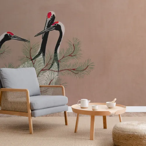 Cranes by Kamisaka Sekka Japanese Painting Wallpaper Mural