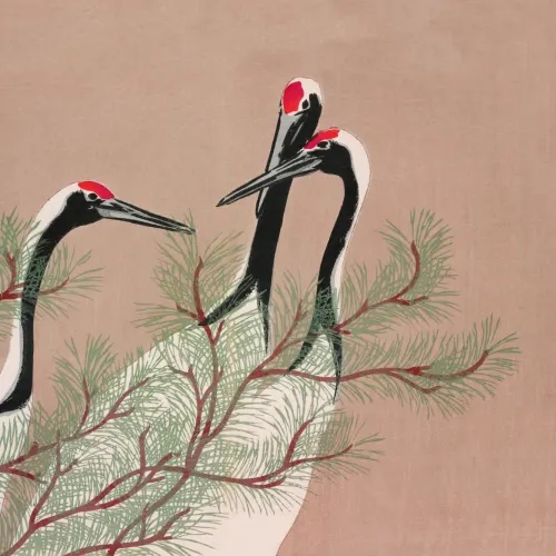 Cranes by Kamisaka Sekka Japanese Painting Wallpaper Mural