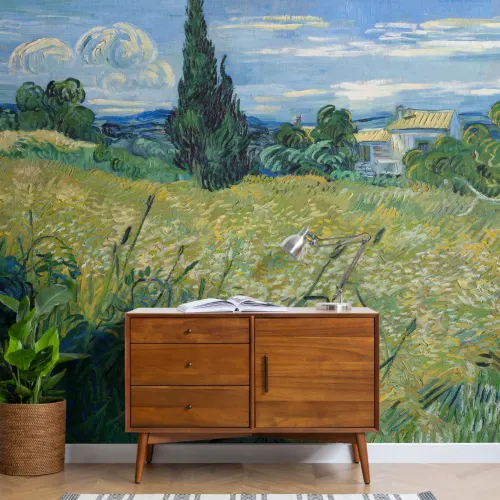 Green Wheat Field with Cypress by Vincent Van Gogh Mural