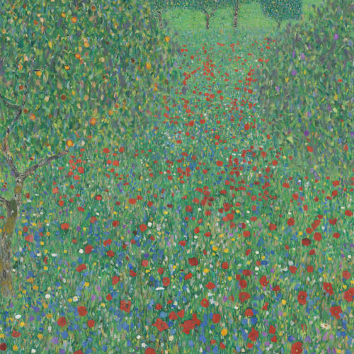Bloeiende klaprozen van Gustav Klimt Muurschildering