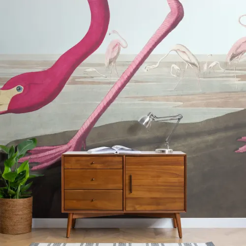 Papier Peint Panoramique Flamant Rose