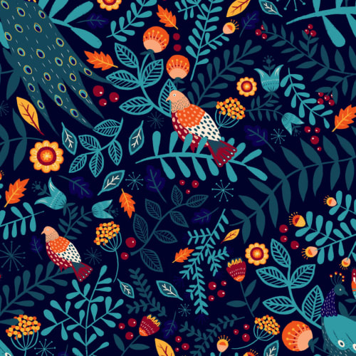 Colorful Bird Repeat Pattern Wallpaper