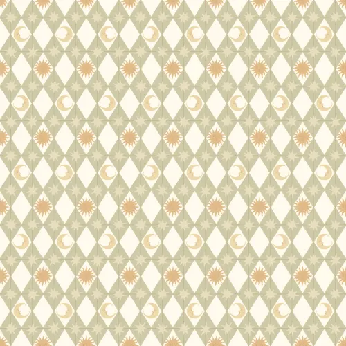 Green Geometric Pattern Mural For Retro Vibe Spaces