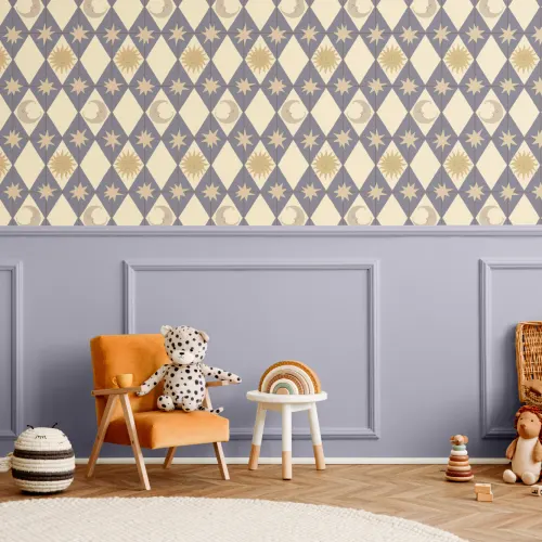 Motif céleste bleu géométrique Dreamer pour chambre