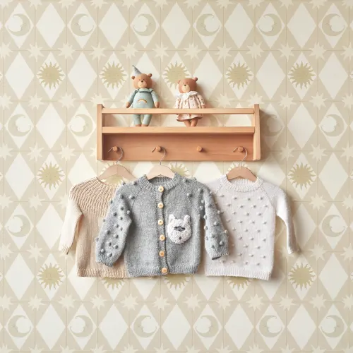 Beige geometrisk himmelsk fototapet til barnerom for en rolig stemning