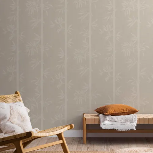 Carta da parati beige con foresta di bambù