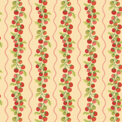 Yellow Vine Tomato Botanical Striped Mural