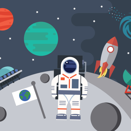 Astronauta Retro Papel de Parede Mural