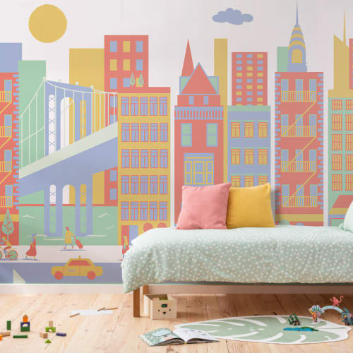 Carta da Parati New York Illustrata Multicolor