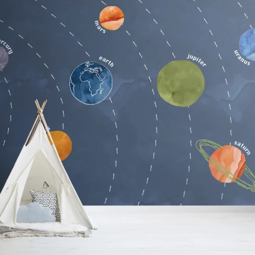 Papel de parede para crianças Planetas do Sistema Solar Mural