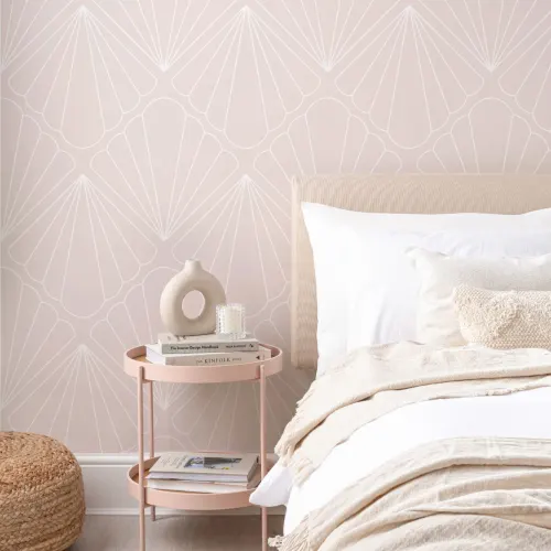 Pink Seashell Mermaid Theme Repeat Pattern Wallpaper