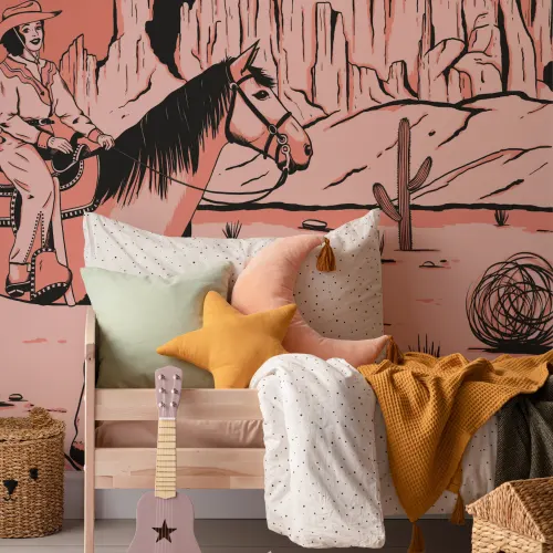 Wild West Cowgirl Horse Wallpaper Mural