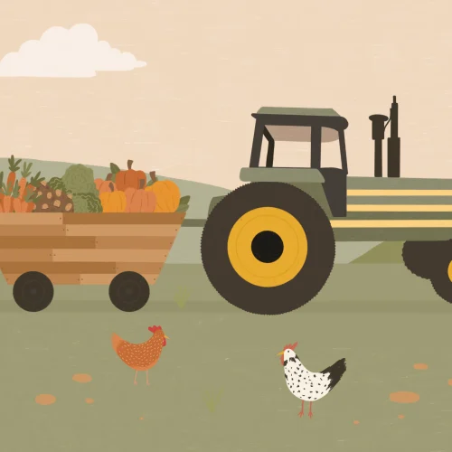 Mural Papel Pintado para Niños con Tractor Ilustrado Colorido