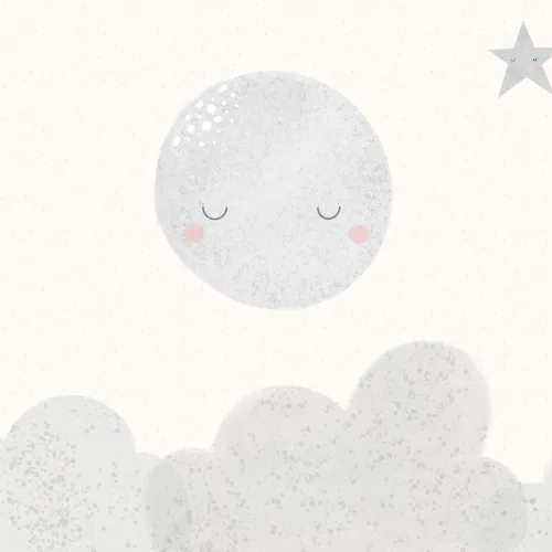 Kids Cute Cream Night Sky Moon Wallpaper Mural