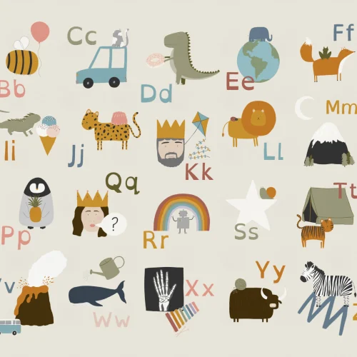Kids Fun Educational Illustrated Alphabet Wallpaper Mural