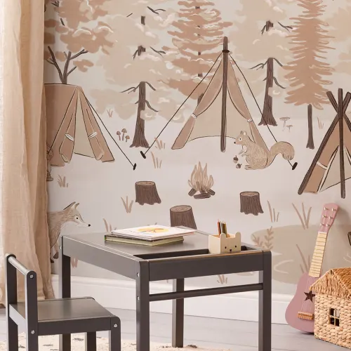 Kids Woodland Camping Wallpaper Mural