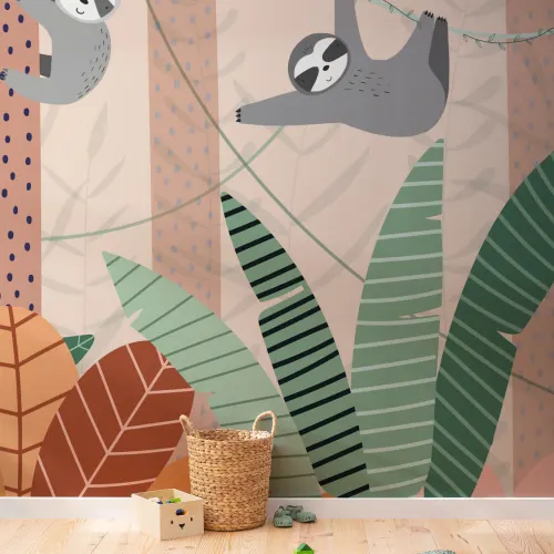 Cute Cartoon Sloth Wallpaper Mural