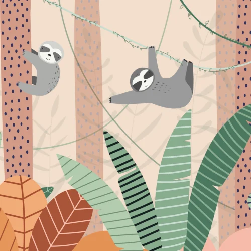 Cute Cartoon Sloth Wallpaper Mural