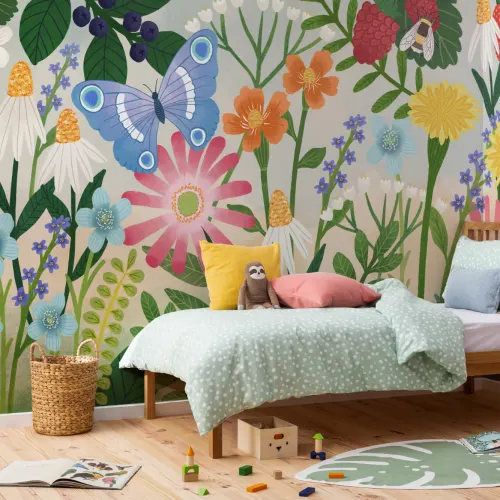 Kids Illustrated Floral Garden Mural