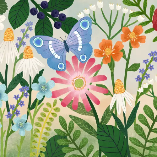 Kids Illustrated Floral Garden Mural