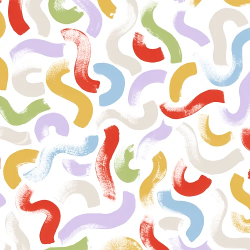 Hand-Painted Wiggle Shapes Wall Mural in Multi-Colored Tones