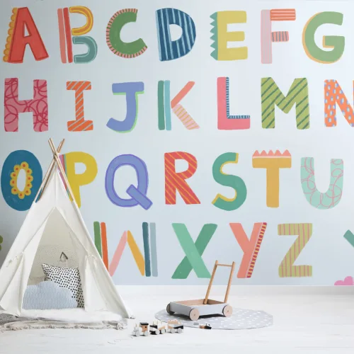 Blue Kids Colorful Alphabet Mural